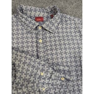 &Sons Garment Co Shirt Men XL Blue AOP Woven LS Button Front Oxford AndSons READ
